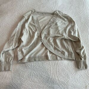 Anthro Pilcro Light Gray Cozy Open back pullover shirt Medium GUC